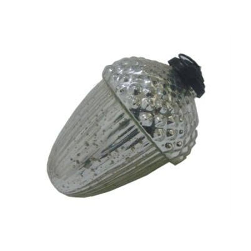 Acorn bauble, silver mercury glass