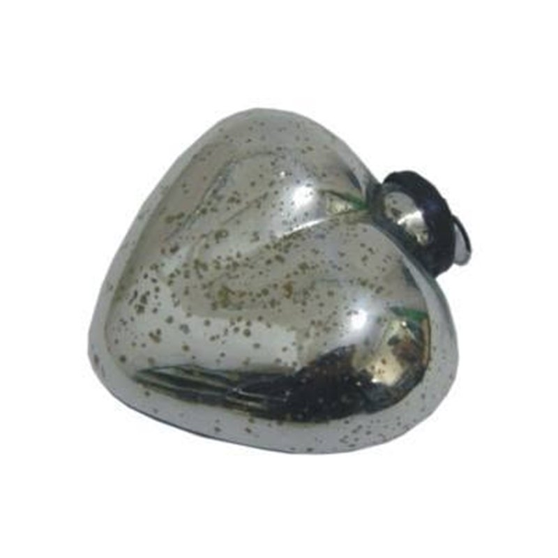 Heart bauble, silver mercury glass