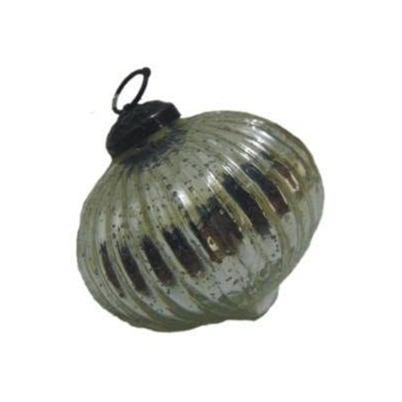 Ribbed onion bauble, silver