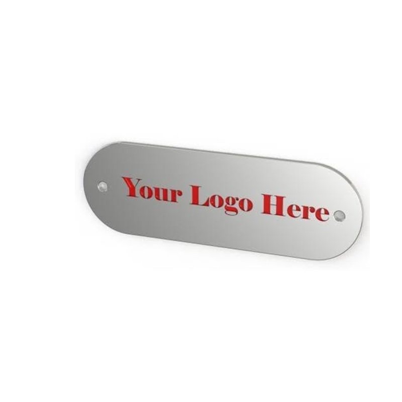 Oval chrome logoplate with colour fill