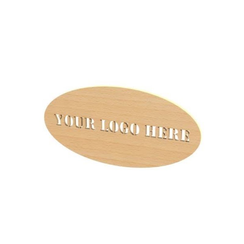 Oval wooden logoplate, laser cut