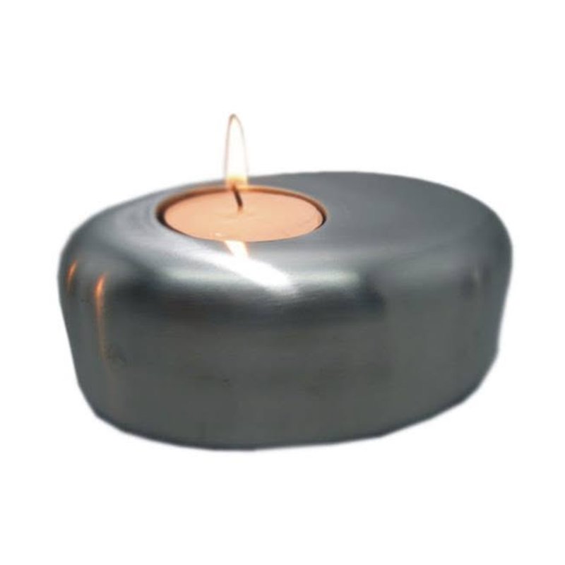 Pebble tealight holder, satin nickel